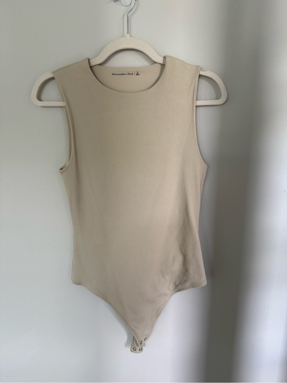 Abercrombie & Fitch Neutral Beige Ribbed Sleeveless Bodysuit
